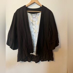 Women's Walter Kimono Jacket SZ‎ XS Wool Brown Ruffle